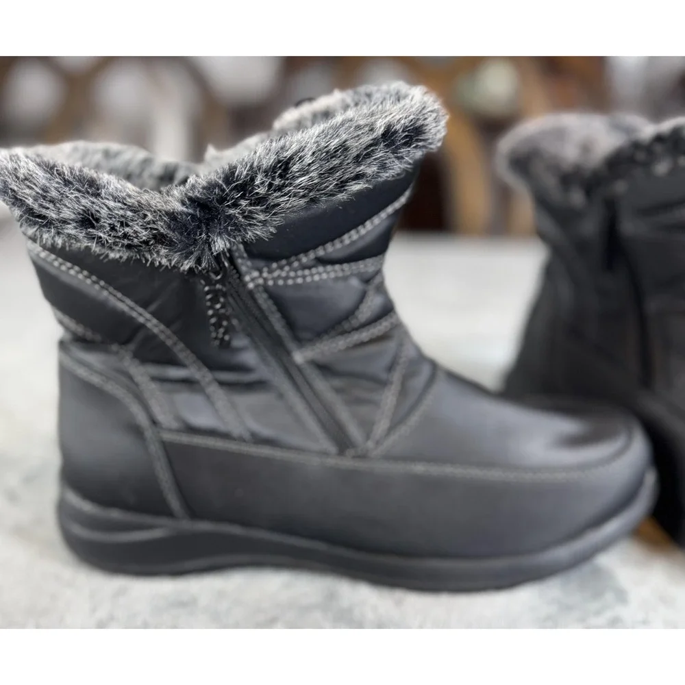Totes Boots Womens Size 7 Fauna II Winter Snow Waterproof Faux Fur Zip Warm